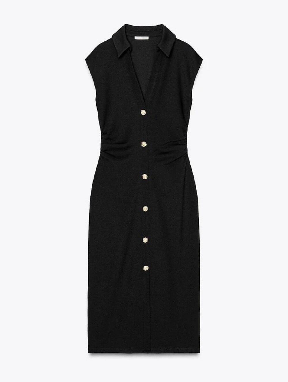 Zara Black Pique Midi Dress - Small